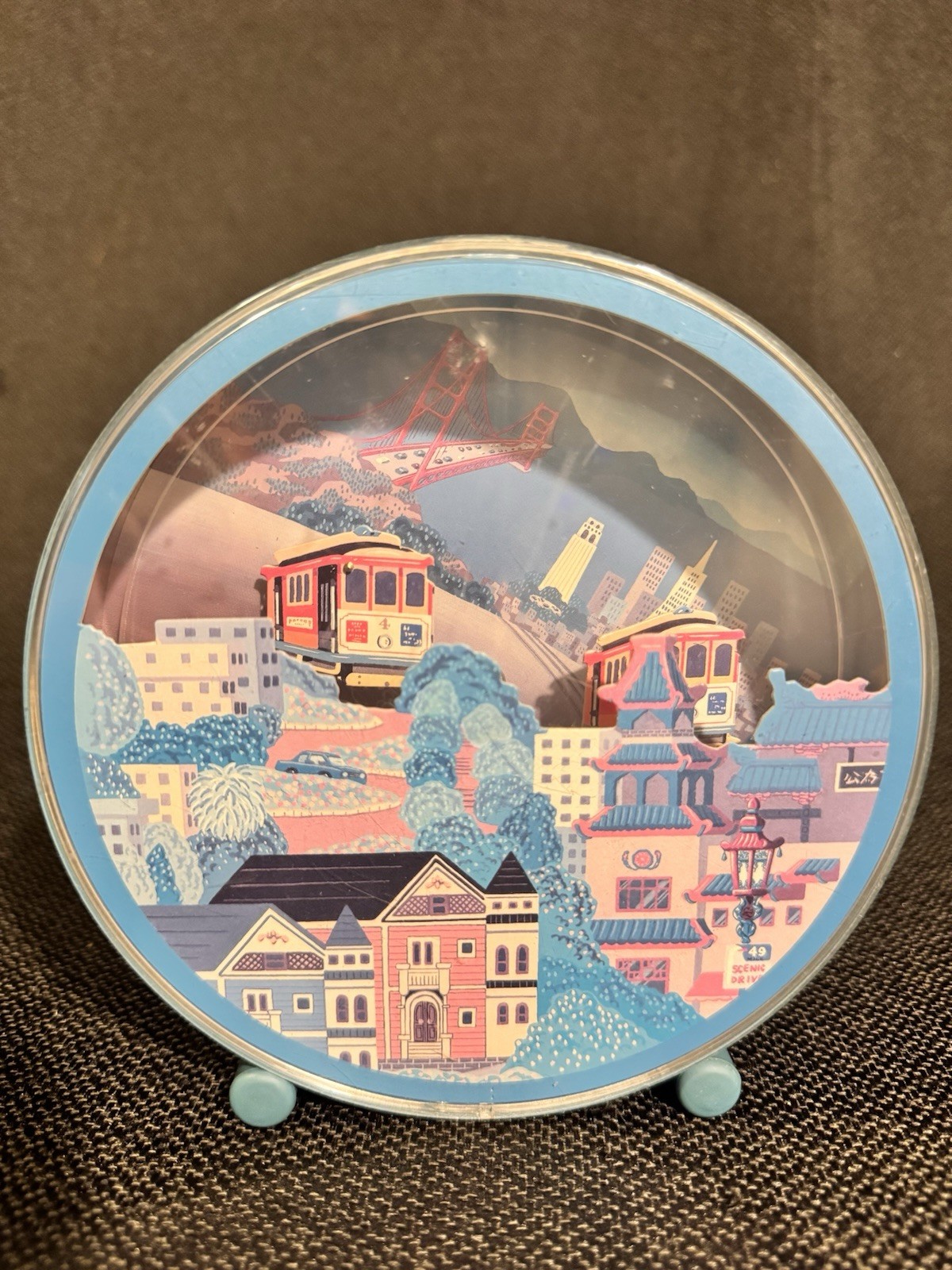 Vintage San Francisco Wind Up 1950’s Music Box Moving Trolley Cars Japan AS IS