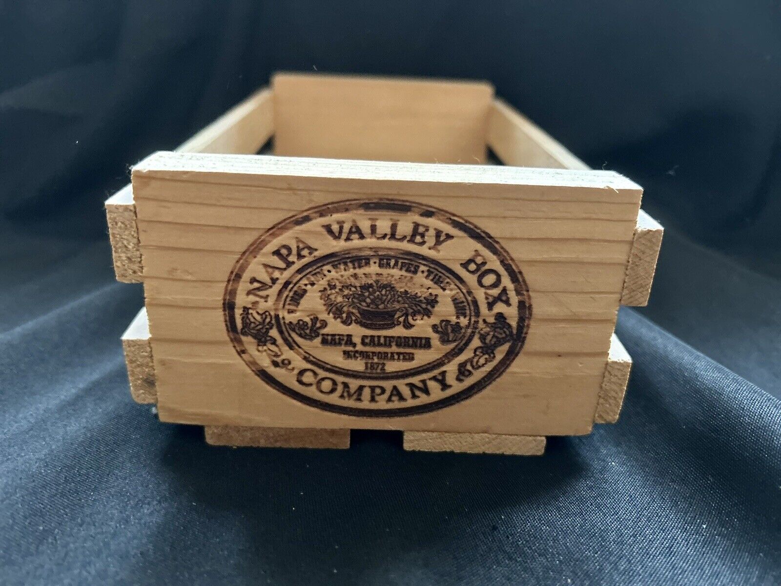 Vintage NAPA VALLEY Wooden Audio Cassette Tape Holder Tape Storage Box Crate