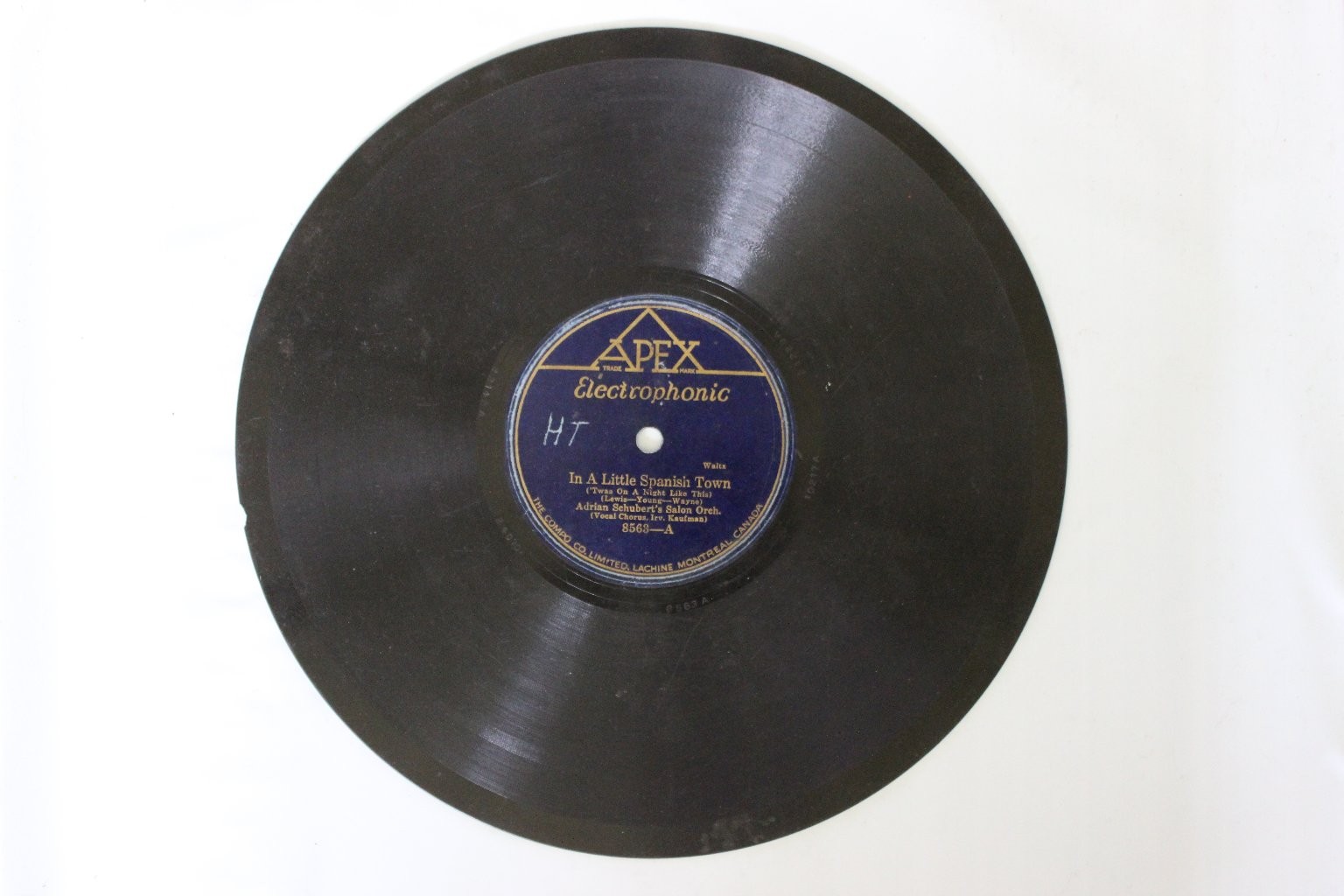 Adrian Schubert's Salon Orch. – In A Little Spanish Town 78 RPM 1928 Apex
