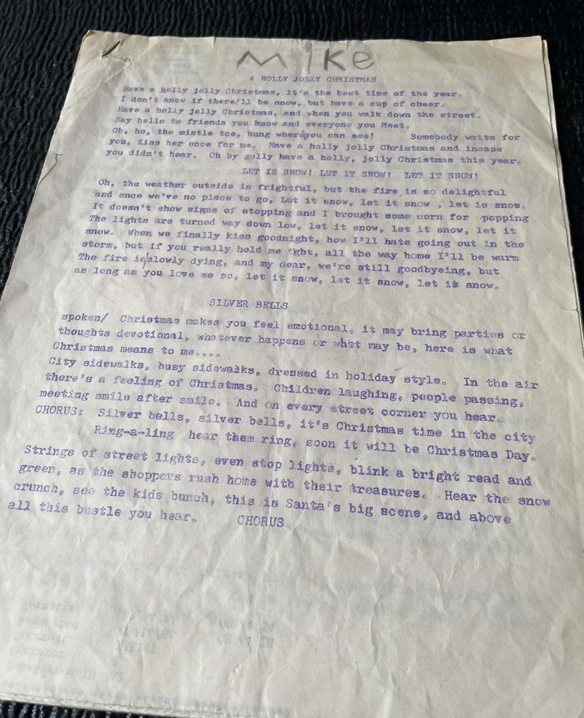 Mimeograph Holly Jolly Christmas Mike Song Lyrics Holiday Songs Vintage
