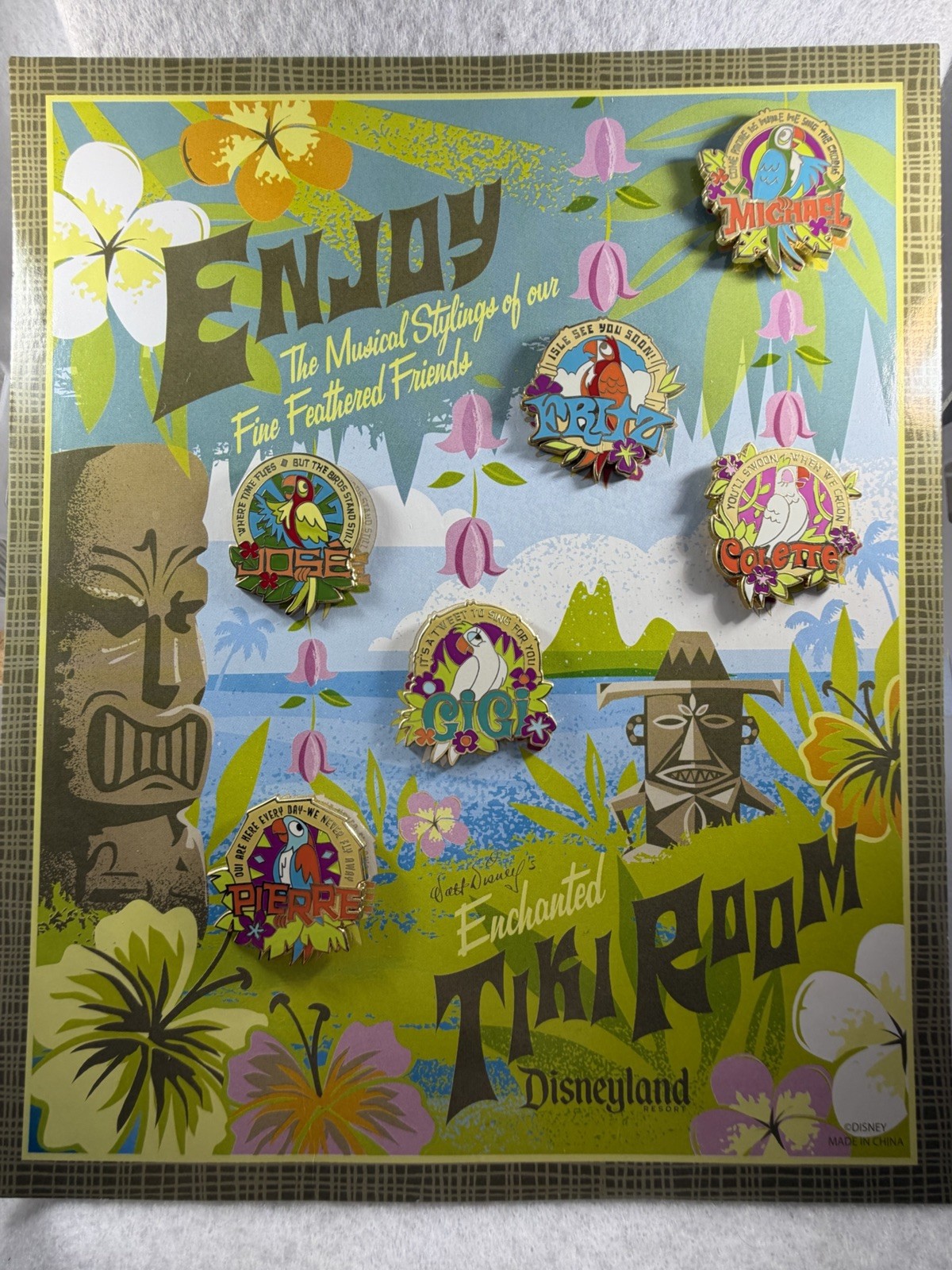 Disneyland Resort The Enchanted Tiki Room GWP Lyrics Collection 6 Pin Set w Card