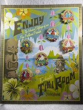 Rare Disneyland Resort The Enchanted Tiki Room GWP Lyrics 6 Pin Set w Card picture