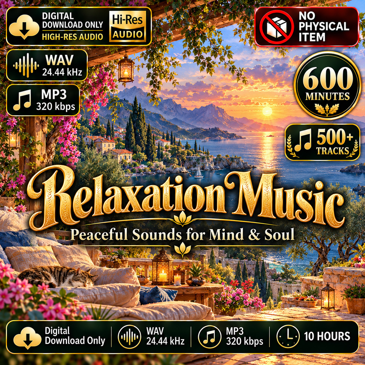 500 Tracks Relaxation Music, Nature Sounds, for Meditation, Digital Download