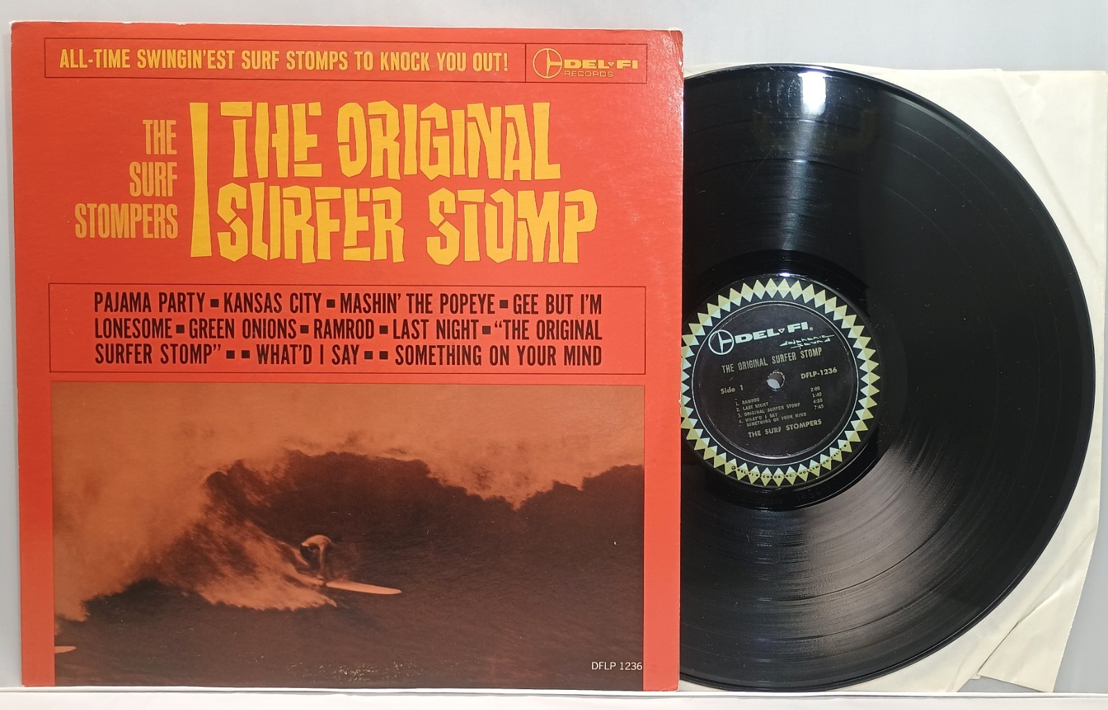 Vintage surf rock lp THE SURF STOMPERS Original Surfer Stomp 1963 Del-Fi mono EX