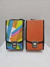 2- Vtg 70s Groovy Abstract Vinyl & Plain Cassette Tape Carrying Case 10 Cassette picture