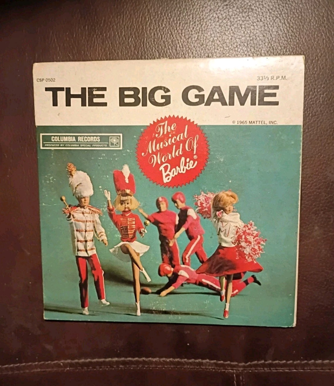 Vintage 1965 Barbie doll 33 1/3 Rpm Record The Big Game 