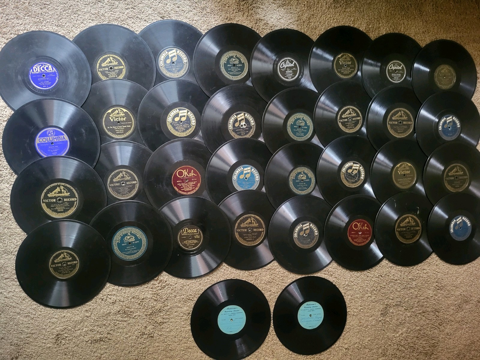 78 RPM Records / Antique Shellac Vinyl Lot of 34