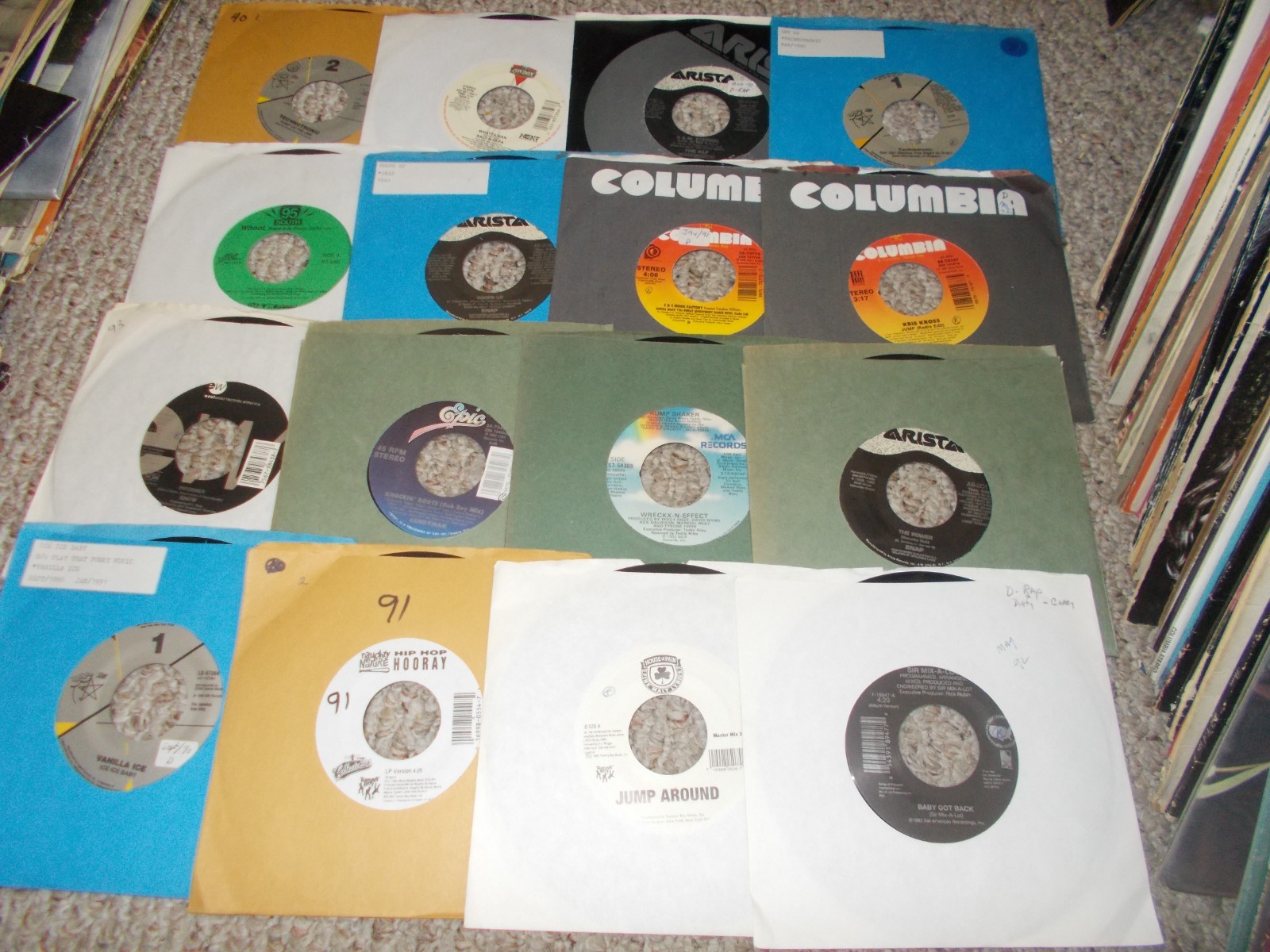 LOT OF 12 ORG RAP 45S SIR MIX A LOT, VANILLA ICE, HOUSE OF PAIN, SNOW+ CLEAN