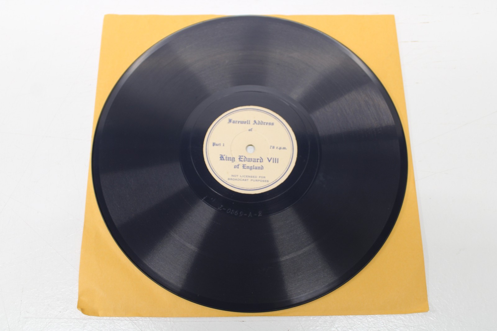 Farewell Address of King Edward VIII of England Vintage 78rpm Shellac Record