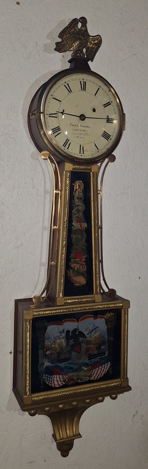 American Kilbourn & Proctor Weight Driven Presentation Banjo Clock Working PA.