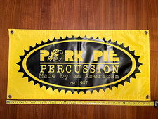 Pork Pie Percussion est. 1987 Yellow/Black Drum Banner picture