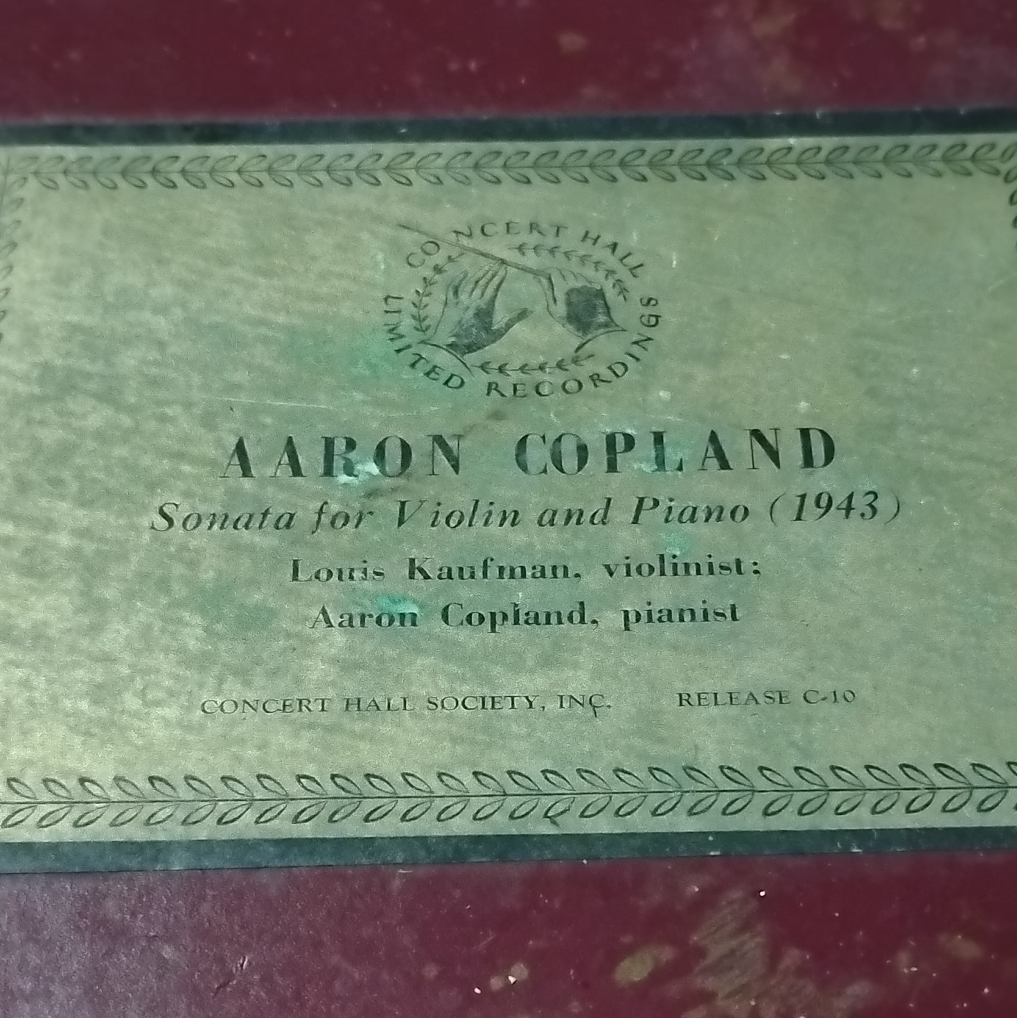 Aaron Copland Sonata  for Violin and Piano Signed 1667/3000 Limited Red Vinyl