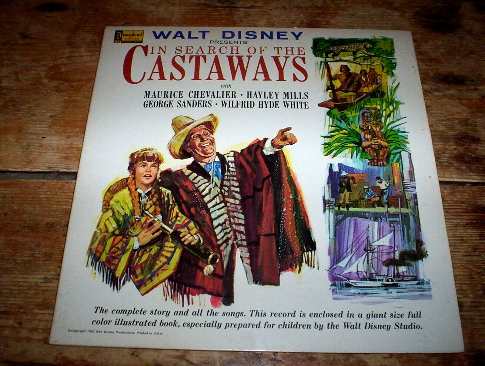 WALT DISNEY ( IN SEARCH OF THE CASTAWAYS ) ORIG 1962 LP w/ book HALEY MILLS vg++