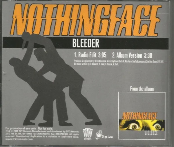 NOTHINGFACE Bleeder 2TRX w/ RARE RADIO EDIT PROMO Near Mint