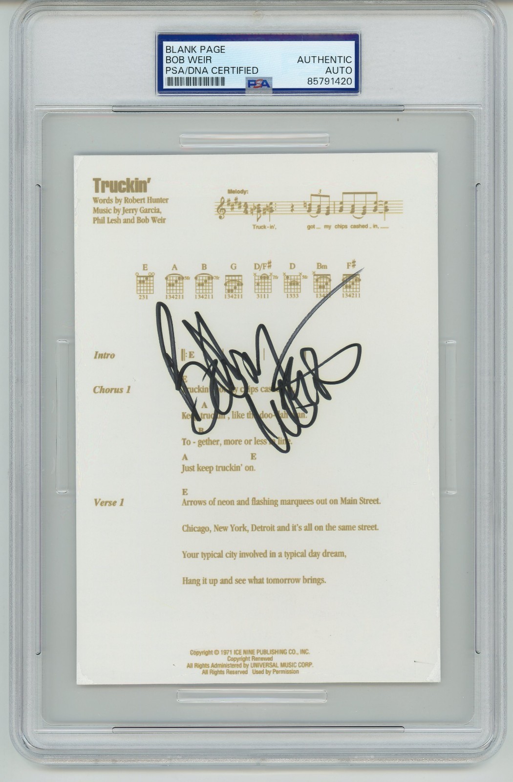 Bob Weir ~ Signed Autographed 
