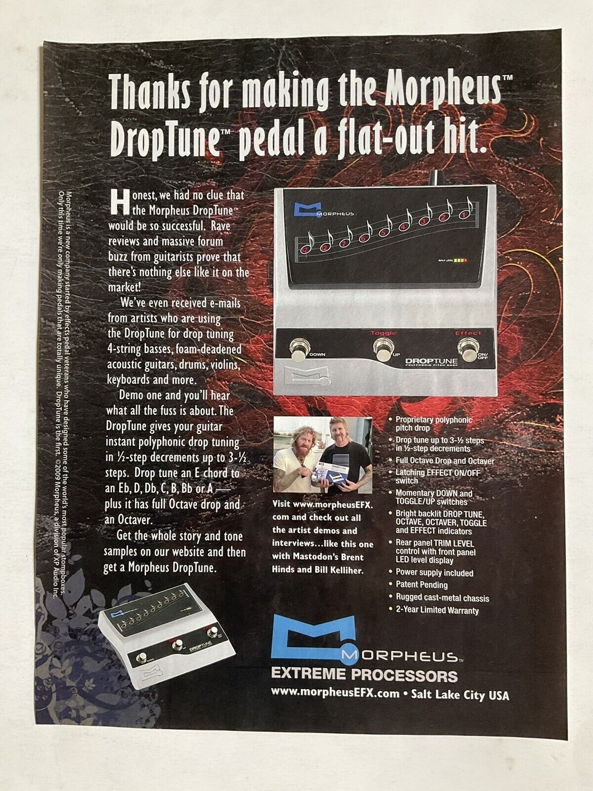 Morpheus Droptune Guitar Pedal Print Ad Extreme Processors Keyboards VTG 10-1