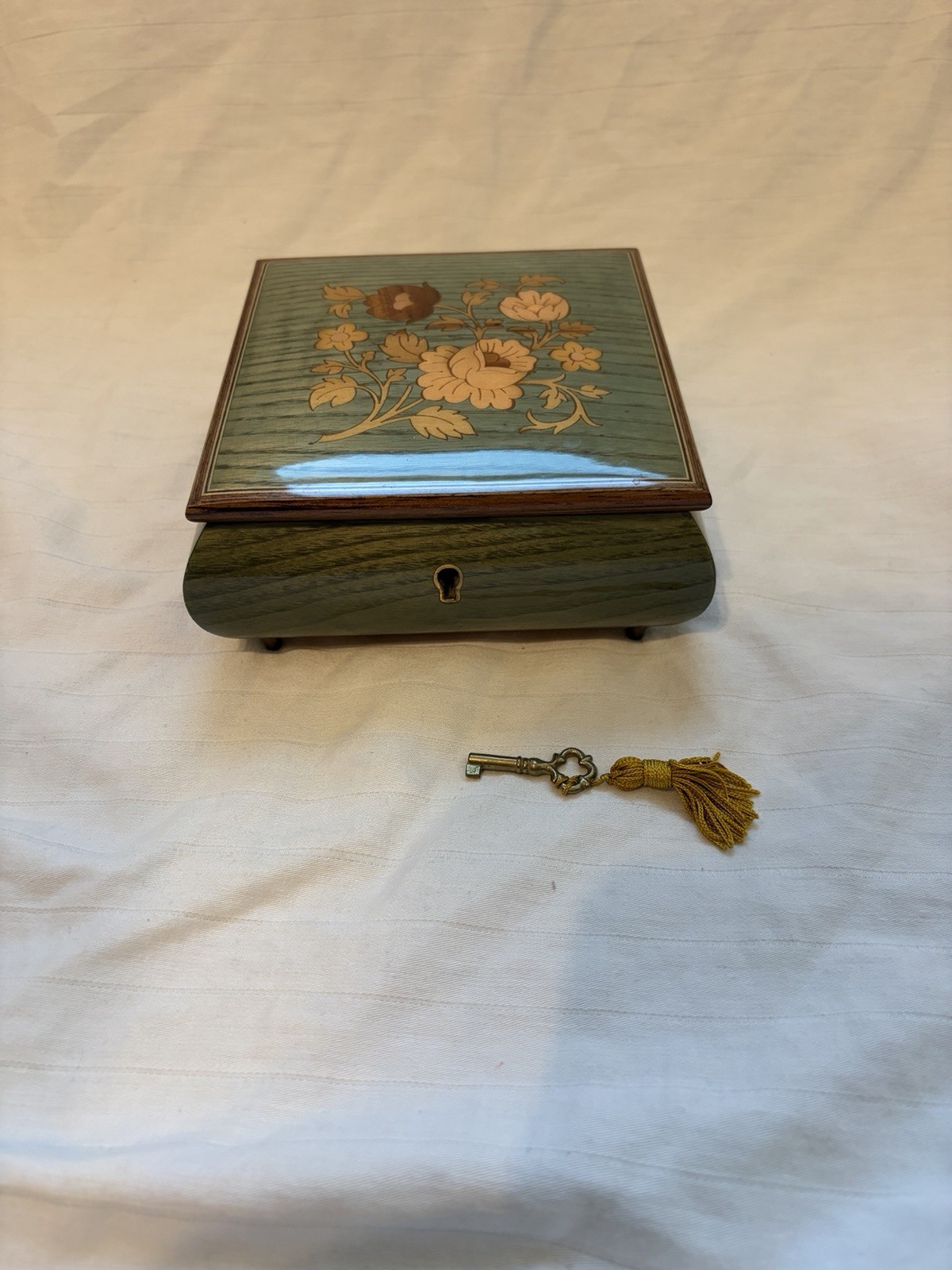 “Music Dance Box” Vintage Italian Reuge Musical Jewelry Box with Key