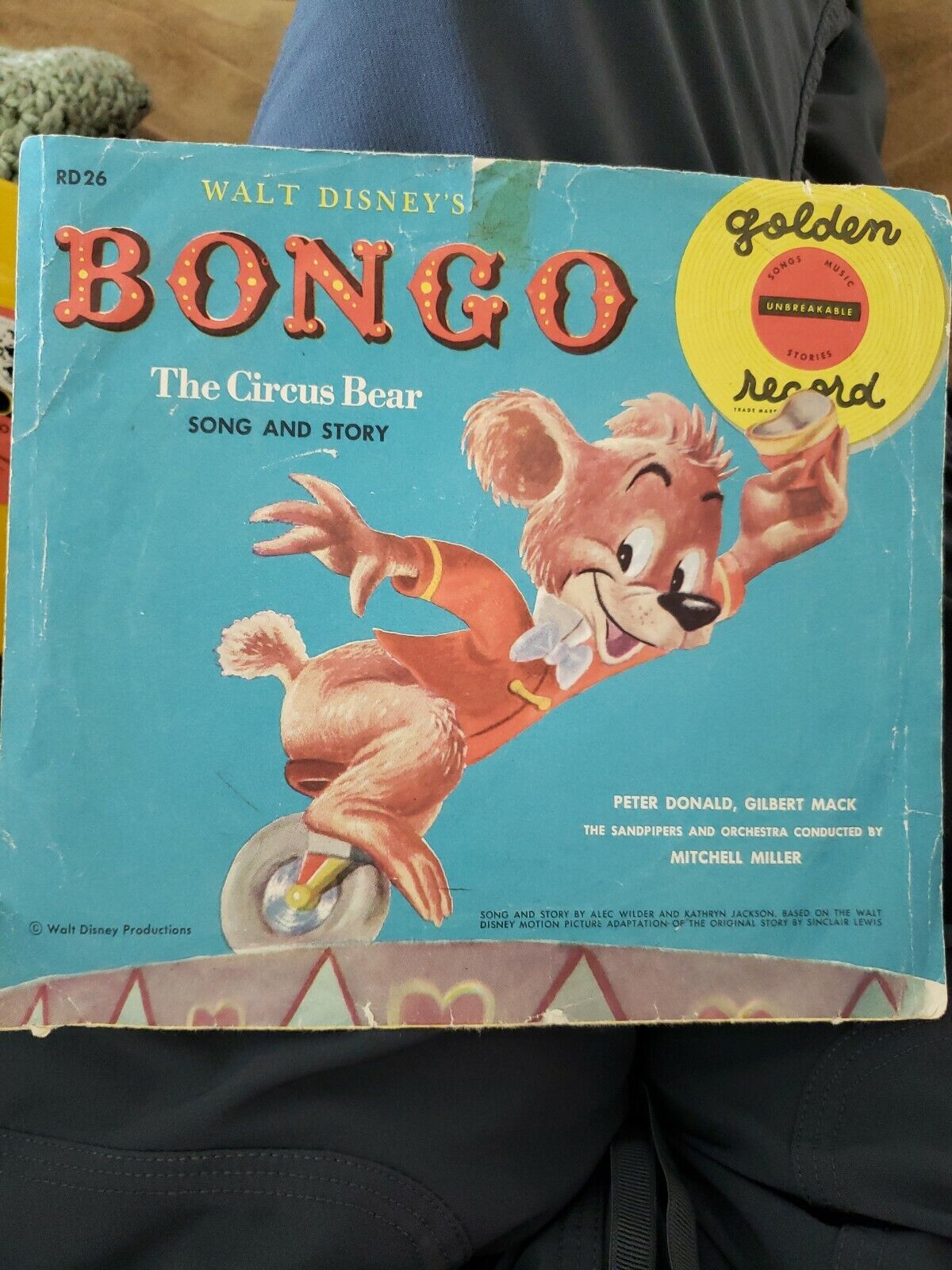 Walt DISNEY\'S Bongo The Circus Bear Song And Story 45 record