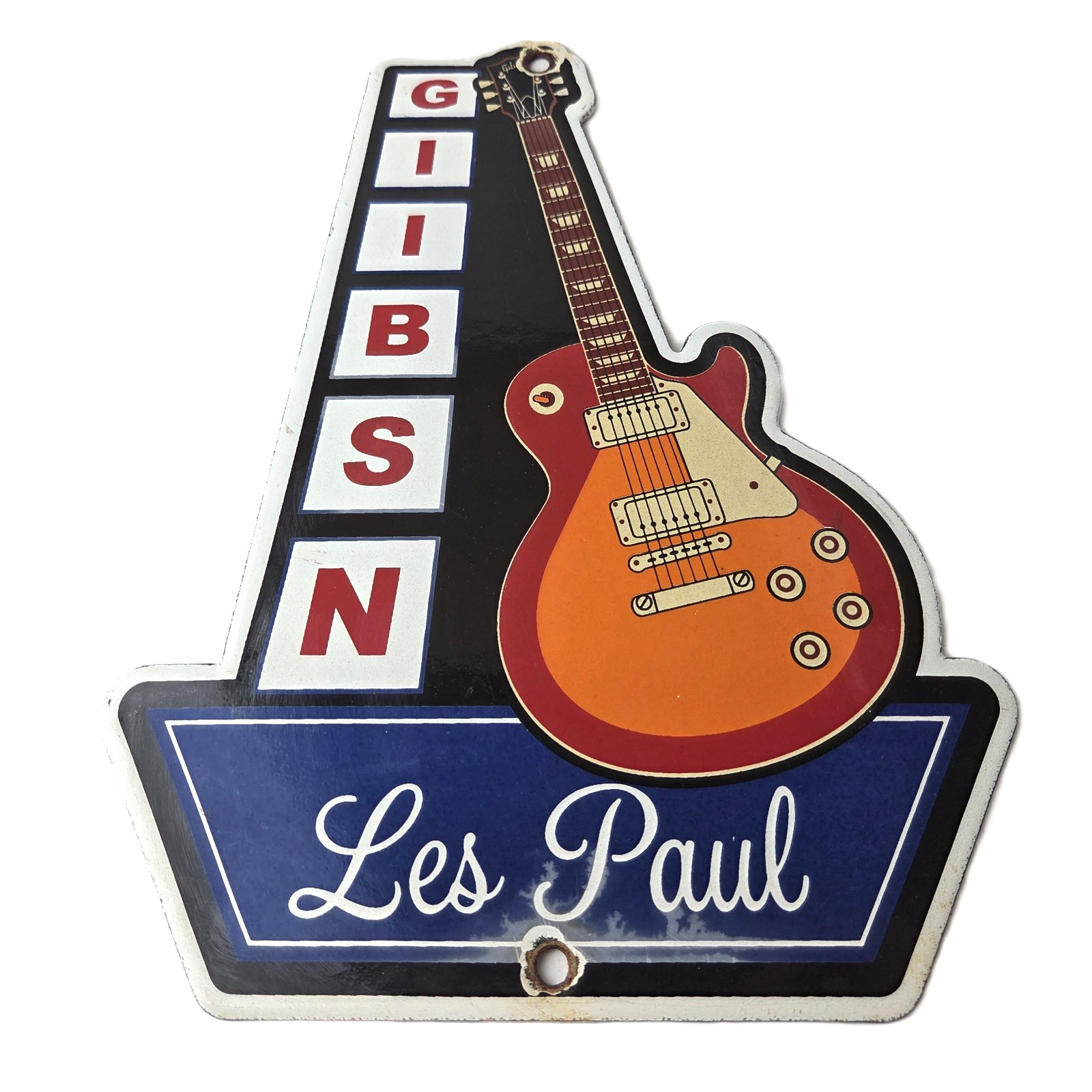 Vintage Gibson Sign - Music Les Paul Guitars Porcelain Advertisement Sign