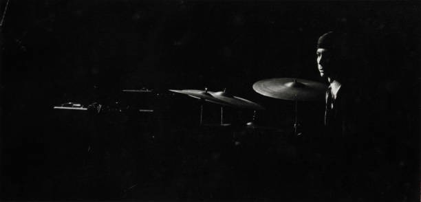 Rolling Stones performing live onstage Charlie Watts playing drums- Old Photo