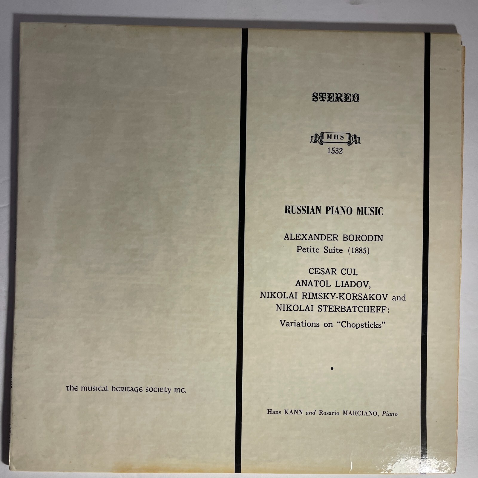Alexander Borodin ‎– Russian Piano Music Vinyl, LP Musical Heritage Society, Inc