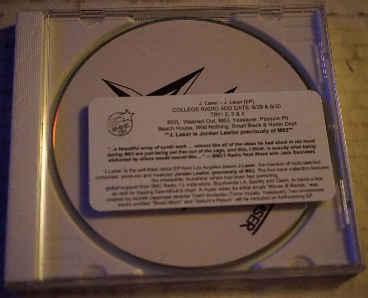 J.Laser S/t EP On DJ Prtomotional Cd 2020 Near Mint With Hype Sticker