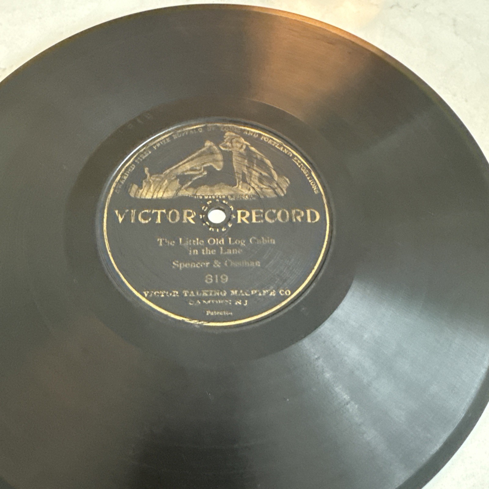 1906 OLDIE - VESS OSSMAN - LEN SPENCER 78 rpm VICTOR 819 Little Old Log Cabin V