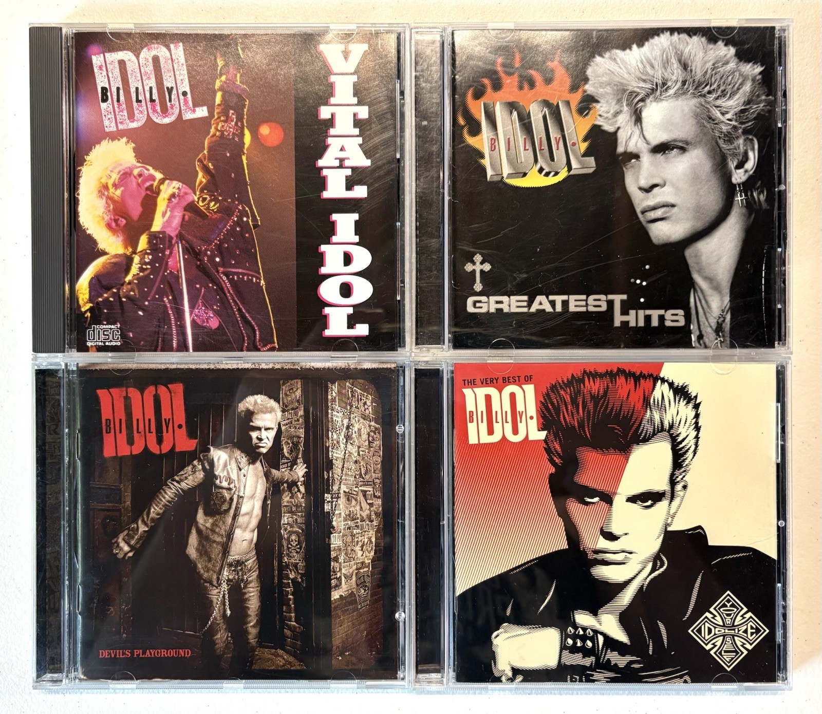 4x Billy Idol CD Lot (Vital Idol, Greatest Hits, Devil’s Playground & Best Of)