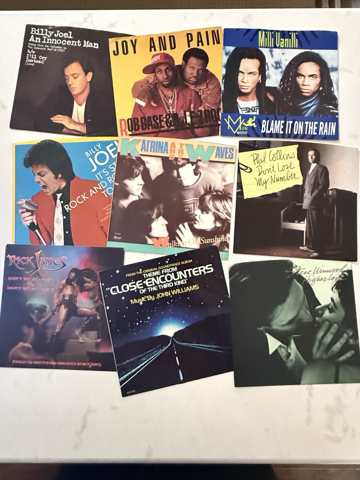 18 VINTAGE 80s 45 Rpm Picture SLEEVES Big Music Hits