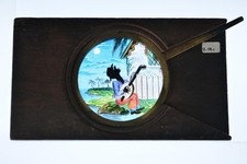 Banjo Player Musician Tropical House Mechanical Lever Magic Lantern Slide c1900s picture