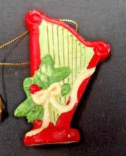 Vintage Ceramic Harp Christmas Ornament 3 1/2