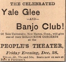 Yale Glee & Banjo Club People's Theater New Haven CT 1888 MN Clipping 5AK9-M14 picture
