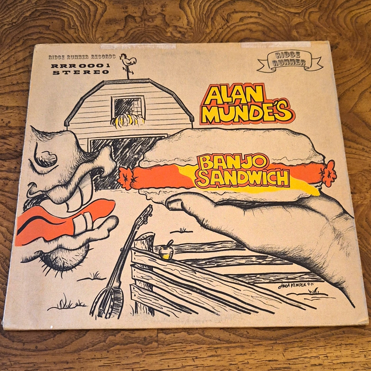 Alan Munde Banjo Sandwich Black Vinyl LP Stereo Ridge Runner RRR 0001 1975 12