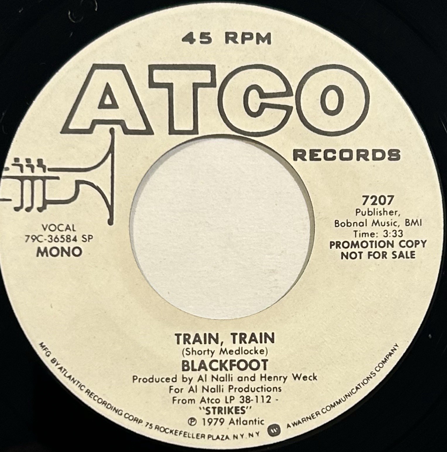 Blackfoot – Train, Train – ATCO Records - 7207 – 1979 45 RPM 7\