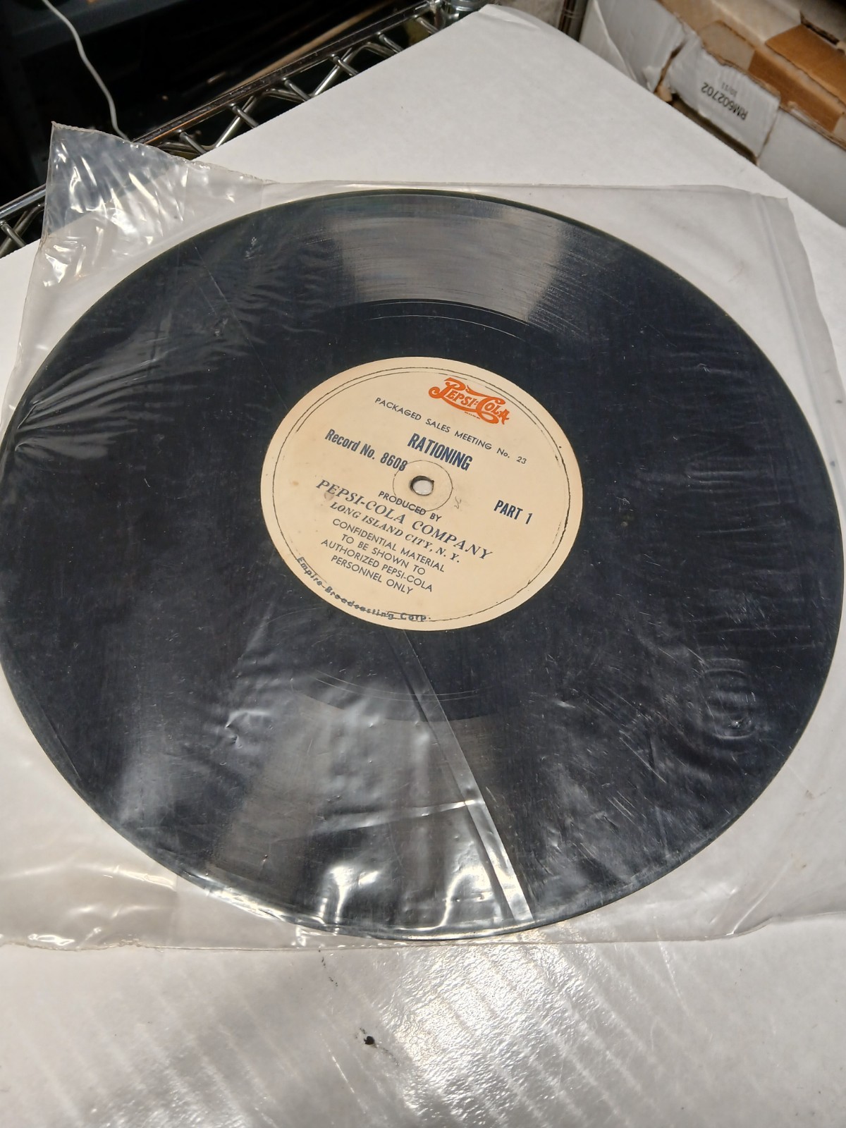 Vintage Pepsi Cola 33 1/3 RPM Record - Sales Meeting No. 23 - Training Record