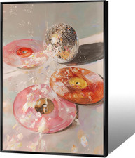 Cool Silver Mirrorball Disco Ball Posters Vintage Light Pink Vinyl Record Canvas picture