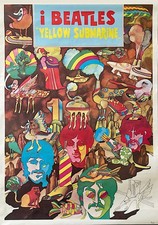 Vintage THE BEATLES Original Yellow Submarine Poster (Rotoedit, 1968) picture