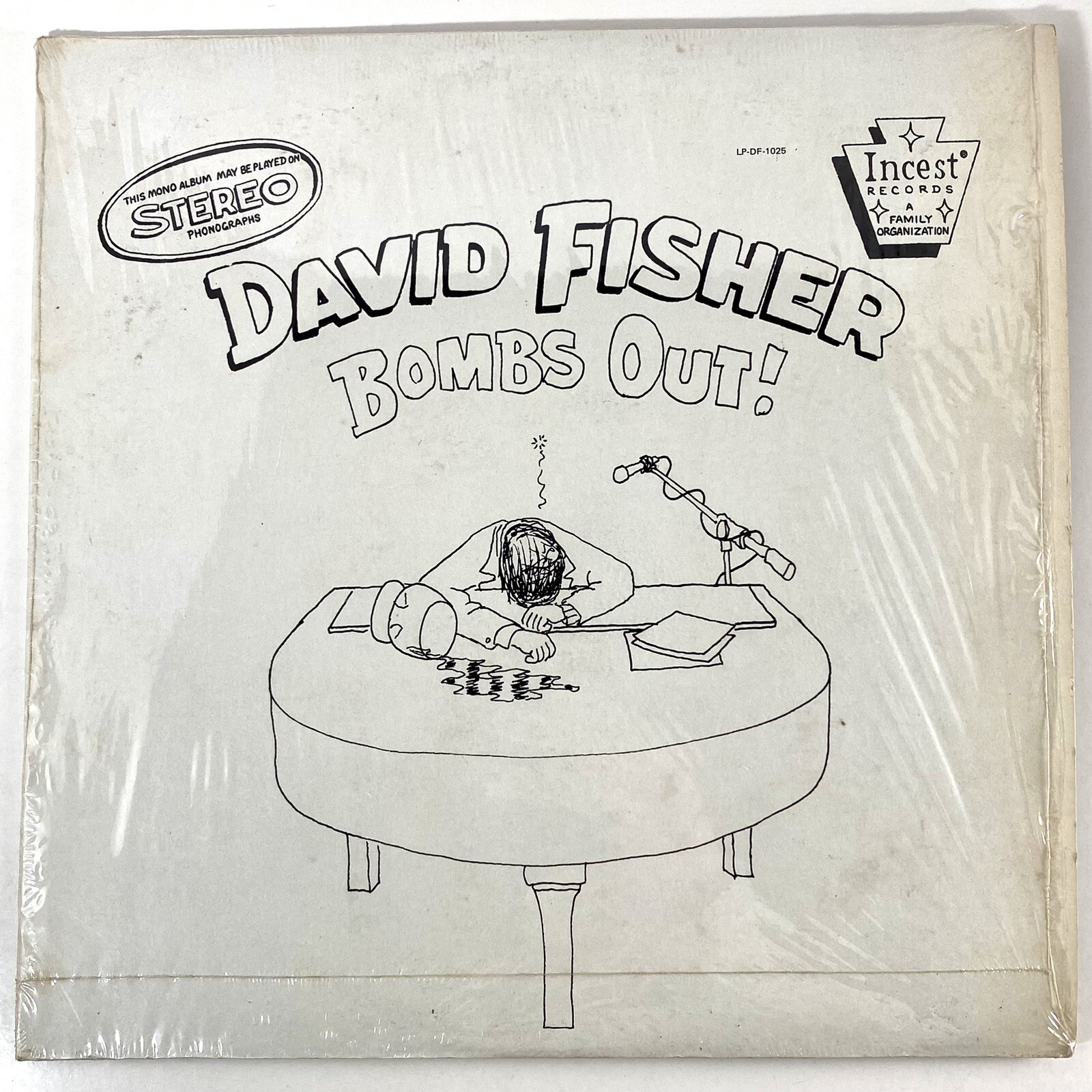 David Fisher Bombs Out 1981 LP Signed Live Comedy Vinyl Incest Records ST 1025
