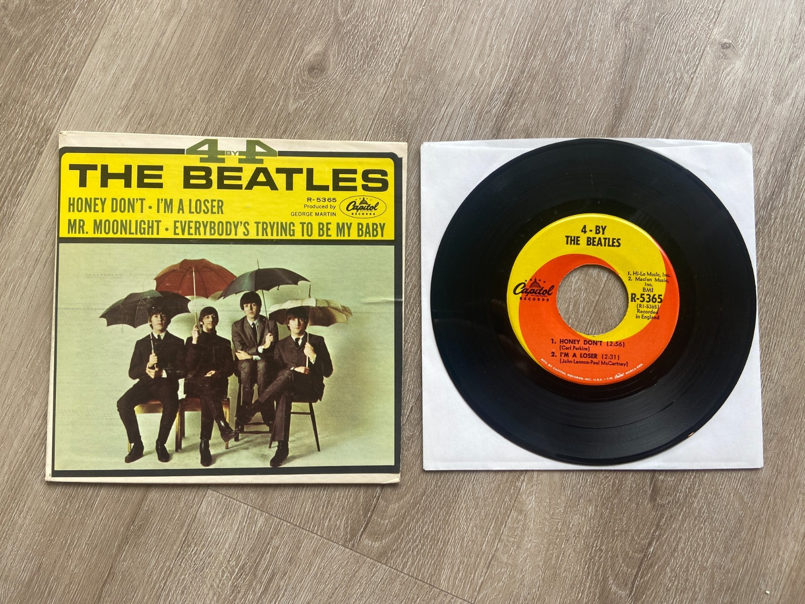 The Beatles ‎– 4 By 4/4-By The Beatles 1965 Capitol R-5365 EP 45 7” VG+ Rare