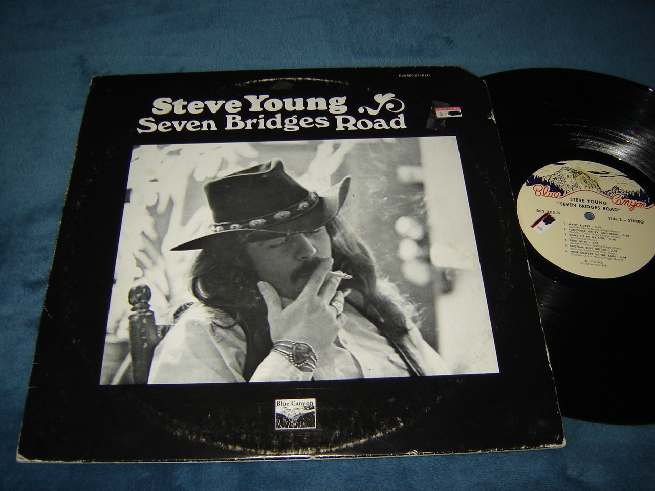 Steve Young - Seven Bridges Road LP country rock Blue Canyon promo sticker