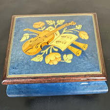 Vintage Rodi Swiss Music Box Reuge Movement Fur Elise Violin Floral Inlay picture