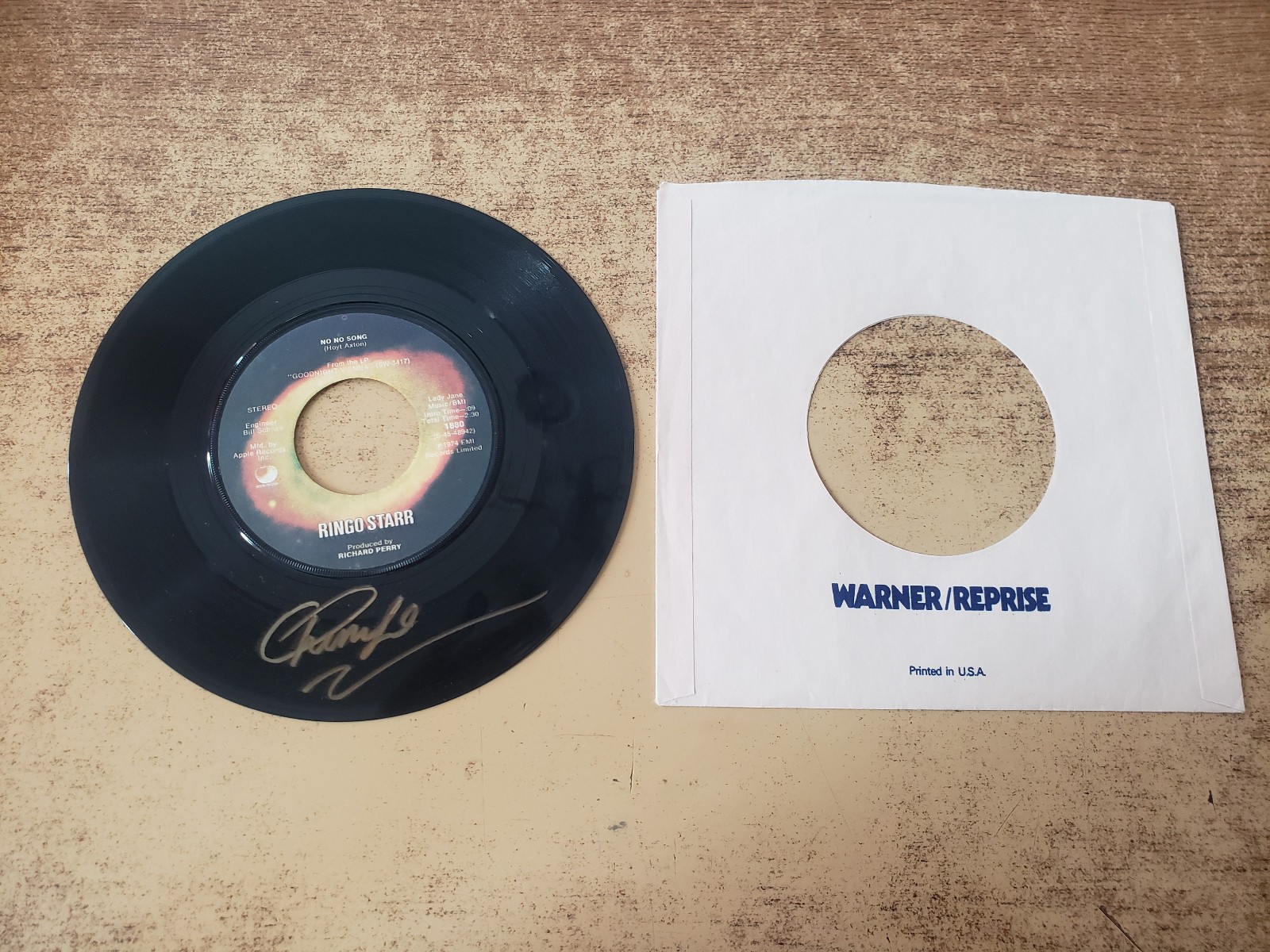 autographed 1970s VG+/vg  Ringo Starr – No No Song/snookeroo 45