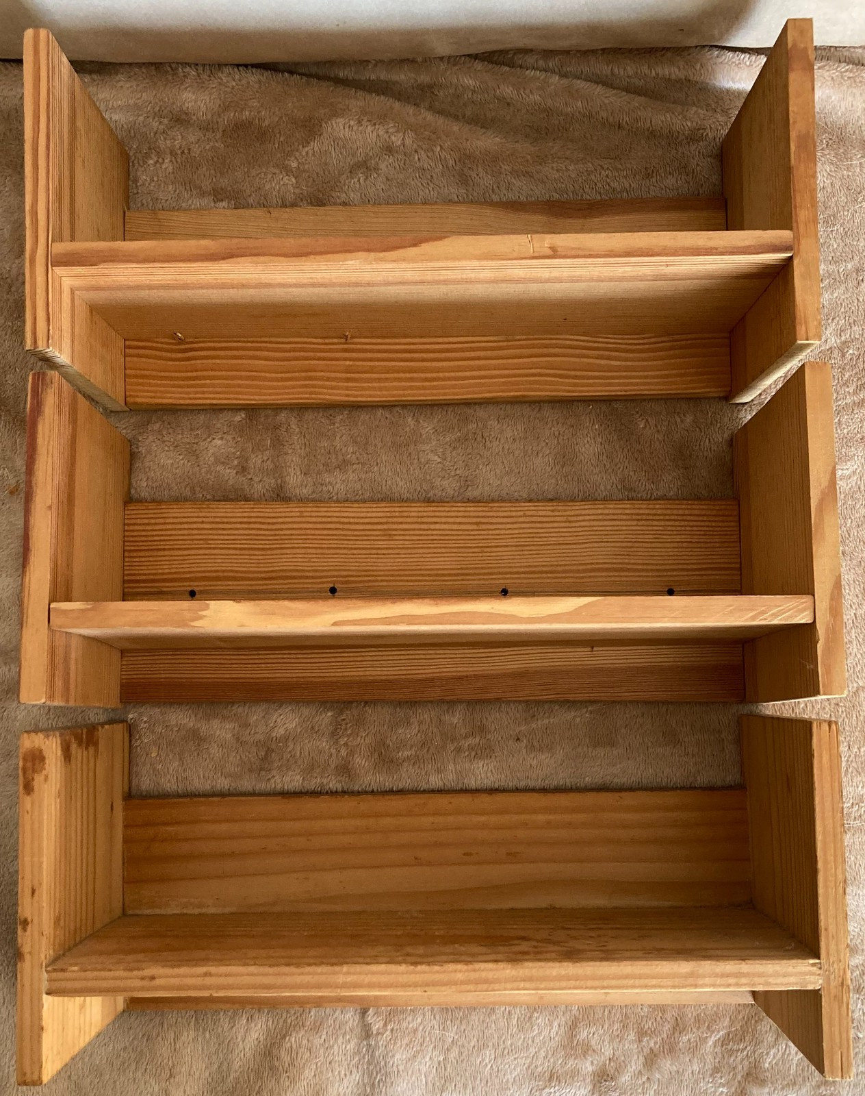 3-Piece MC & CD Shelf Set Handmade Wood Beige 29x12x11cm