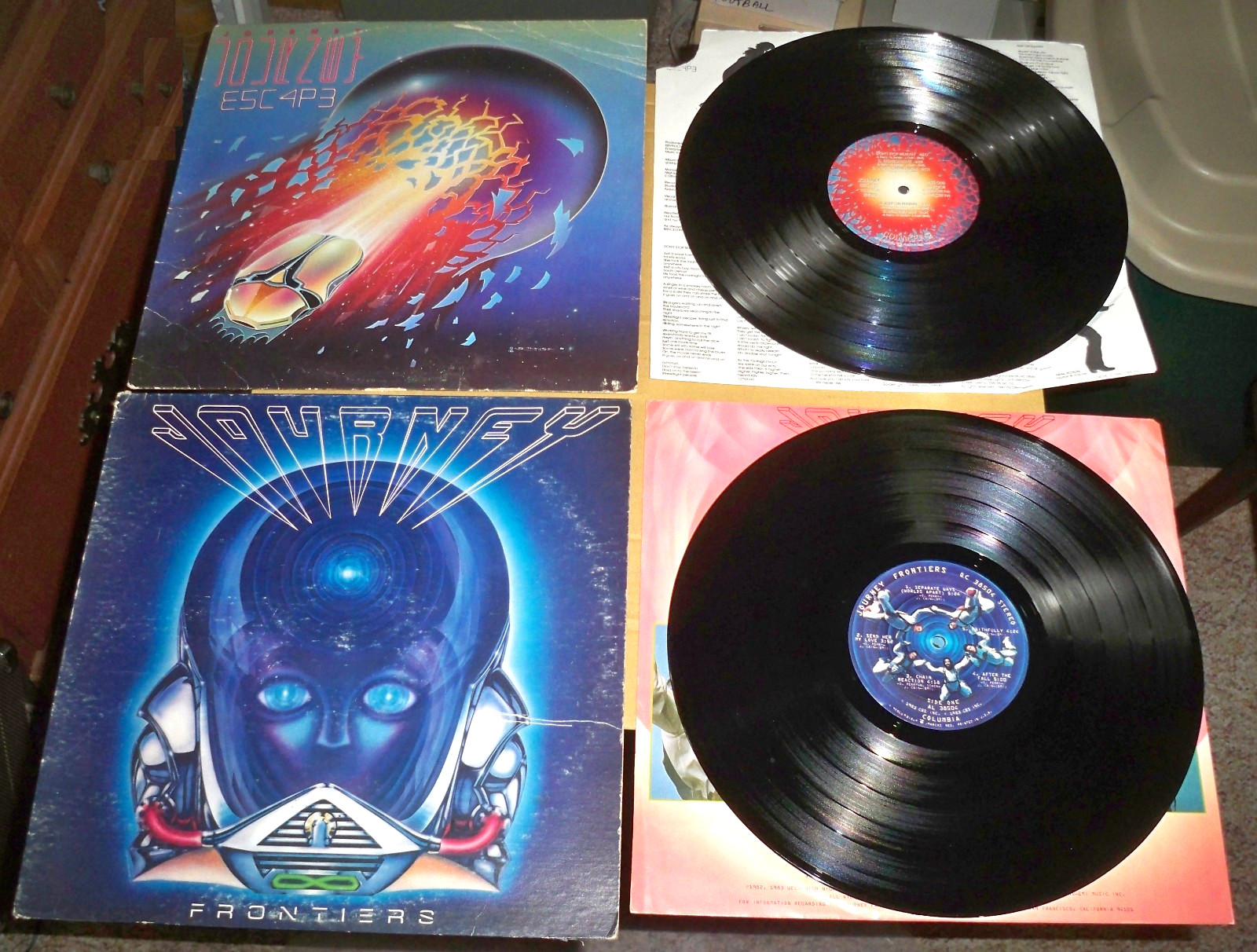 (2) JOURNEY VINYL LPs 33RPM: ESCAPE (1981) & FRONTIERS (1983) COMUMBIA 