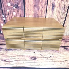 Vintage 6 DRAWER 72 SLOTS AUDIO CASSETTE TAPE STORAGE CASE FAUX WOOD GRAIN picture
