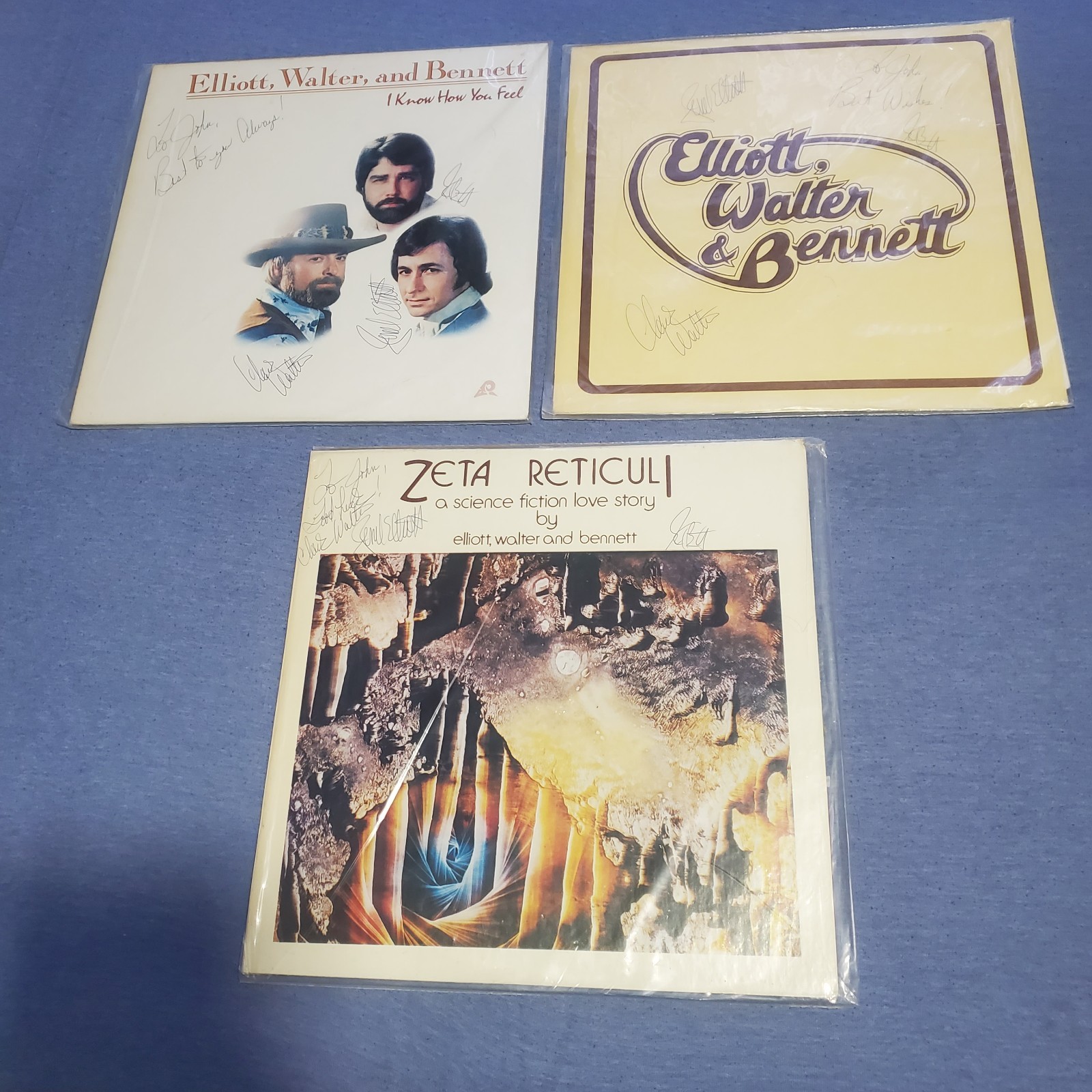 Elliott Walter And Bennett Autographed Vinyl Record Lot Zeta Reticuli And More