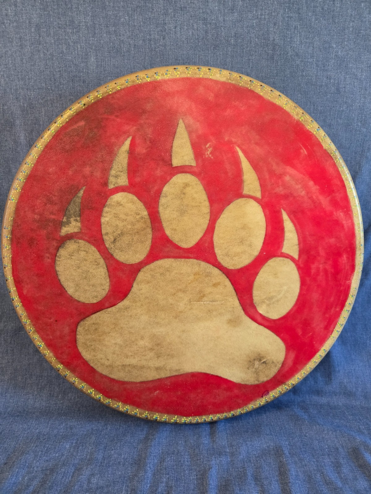 BEAR PAW NATIVE AMERICAN 17 1/2 inch HAND DRUM Steven Maass Yakima