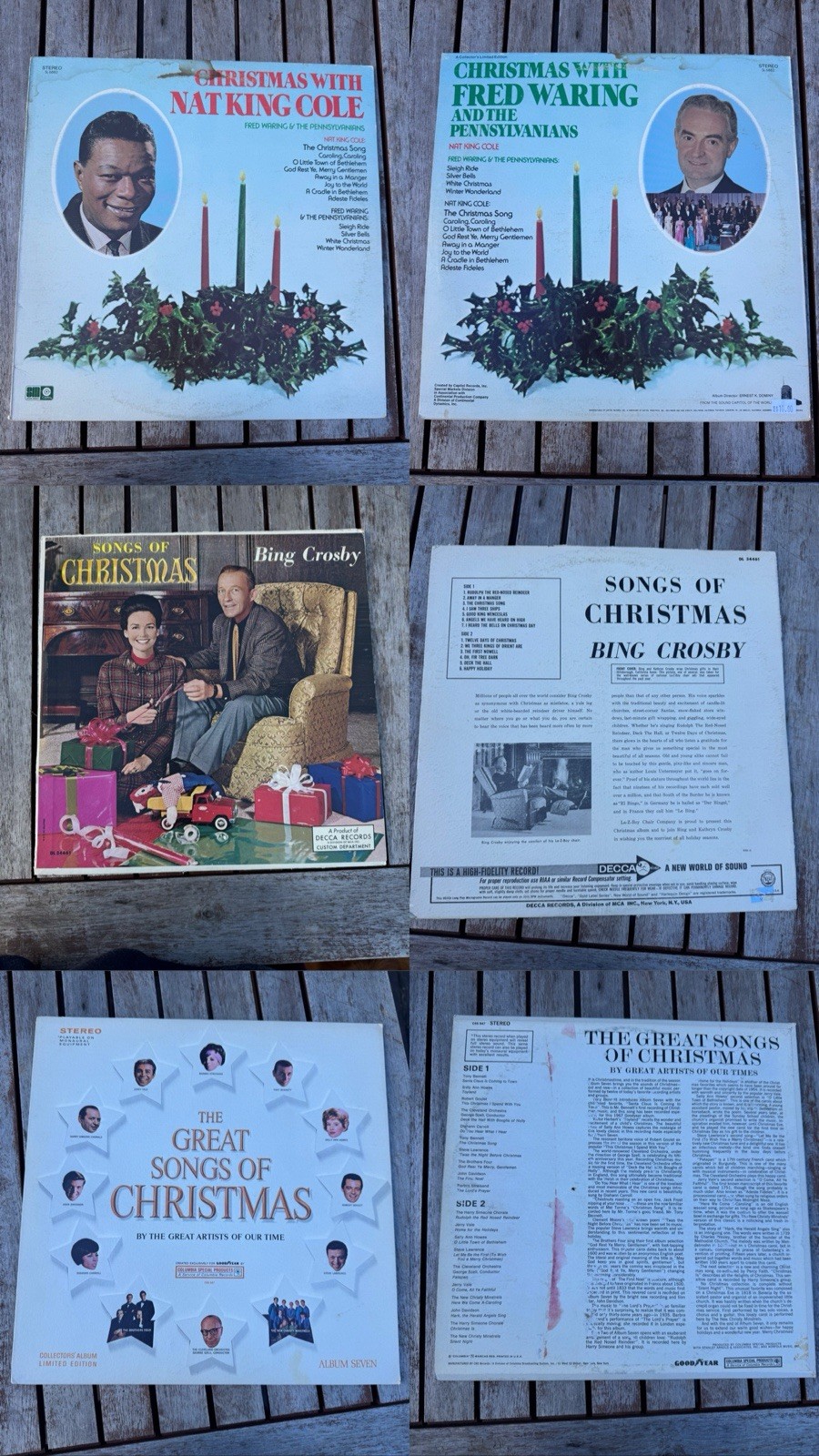 Lot of 3 vintage Christmas vinyl records tested Nat King Cole Bing Crosby more