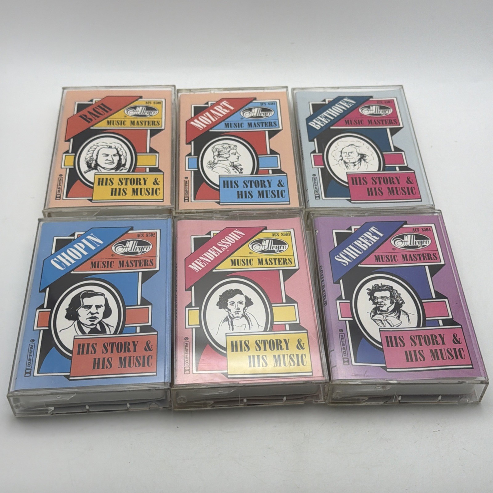 Allegro Music Masters 6 Cassette Lot Bach Mozart Beethoven Chopin Mendelssohn