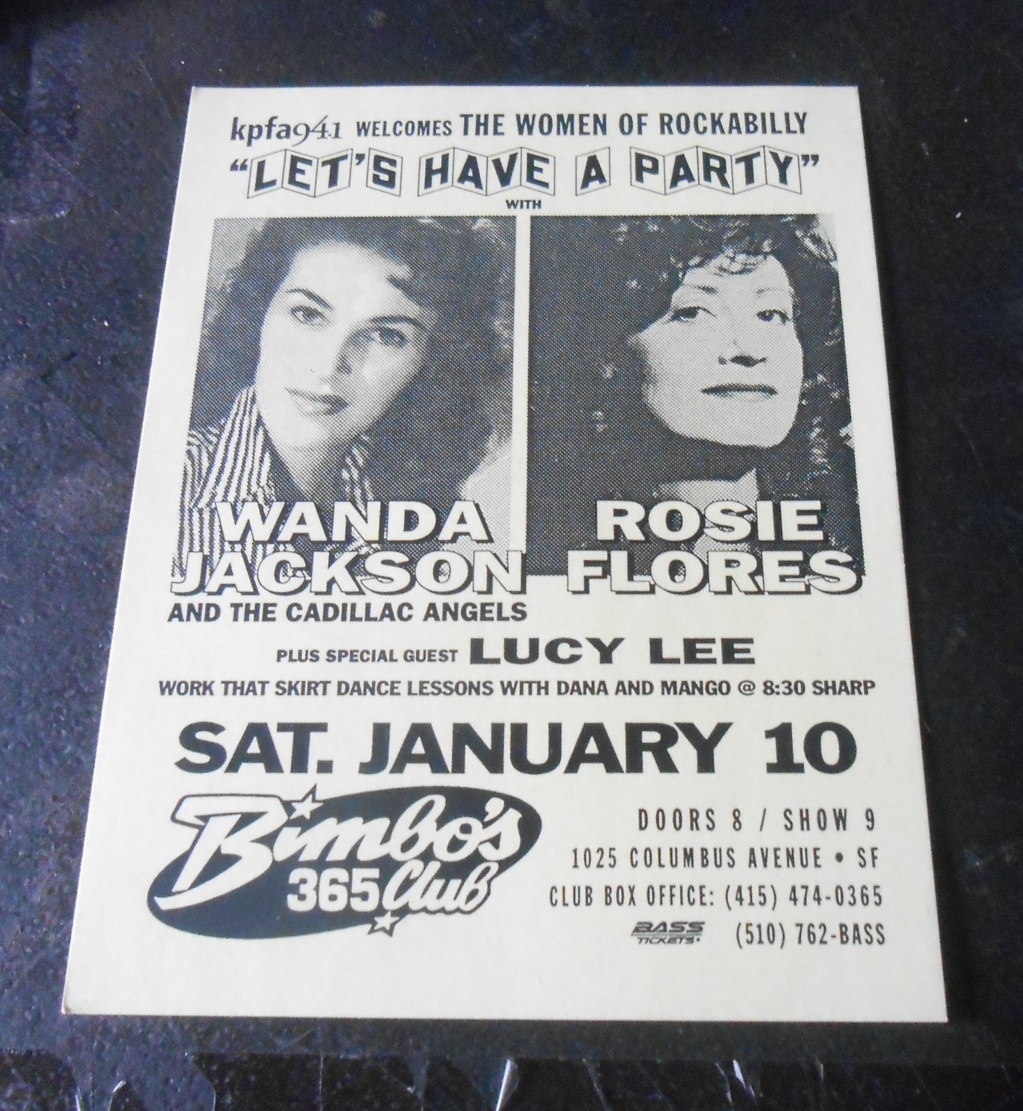 Vintage Handbill Wanda Jackson Bimbo*s 365 Club San Francisco